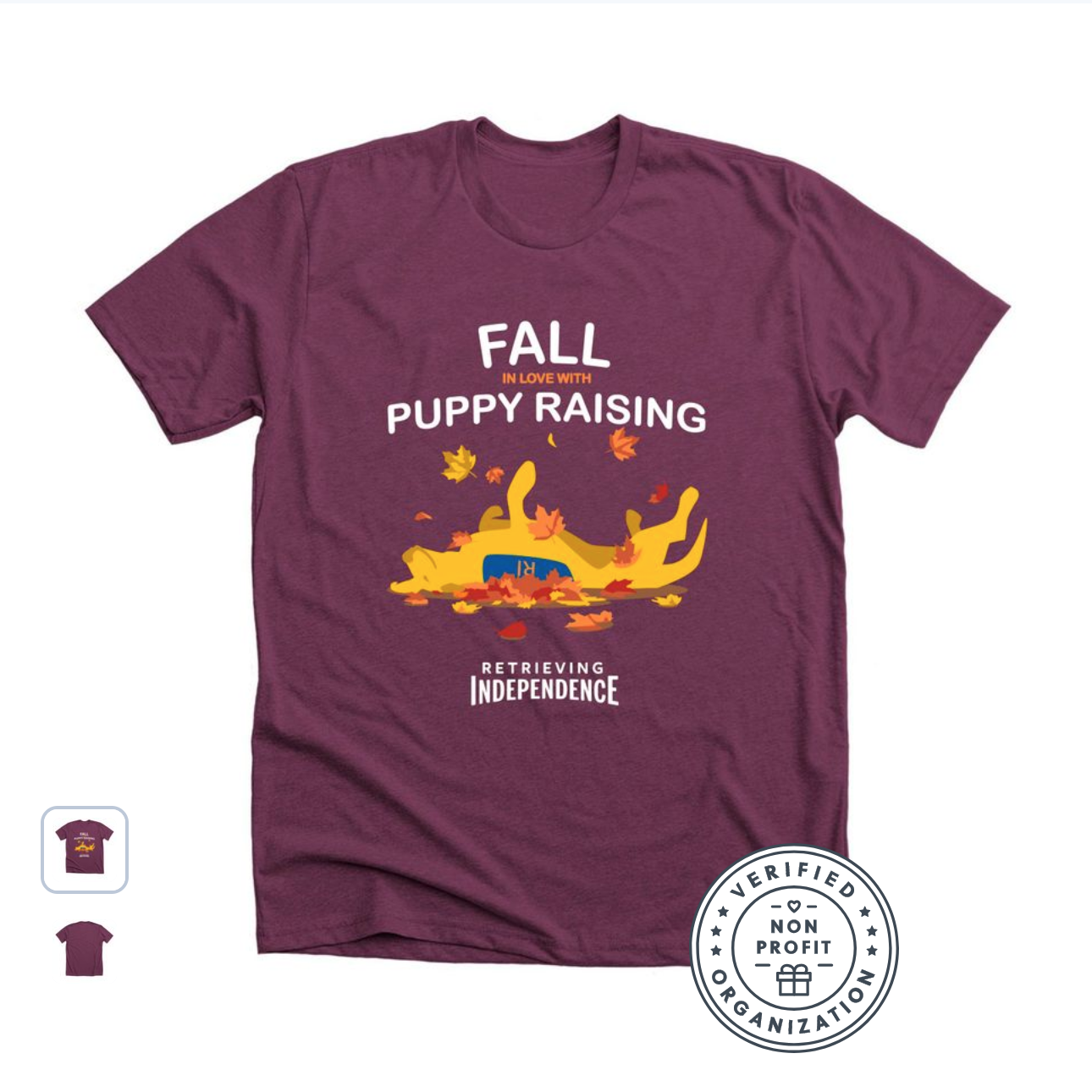 Fall in Love with Puppy Raising T-shirt in Maroon