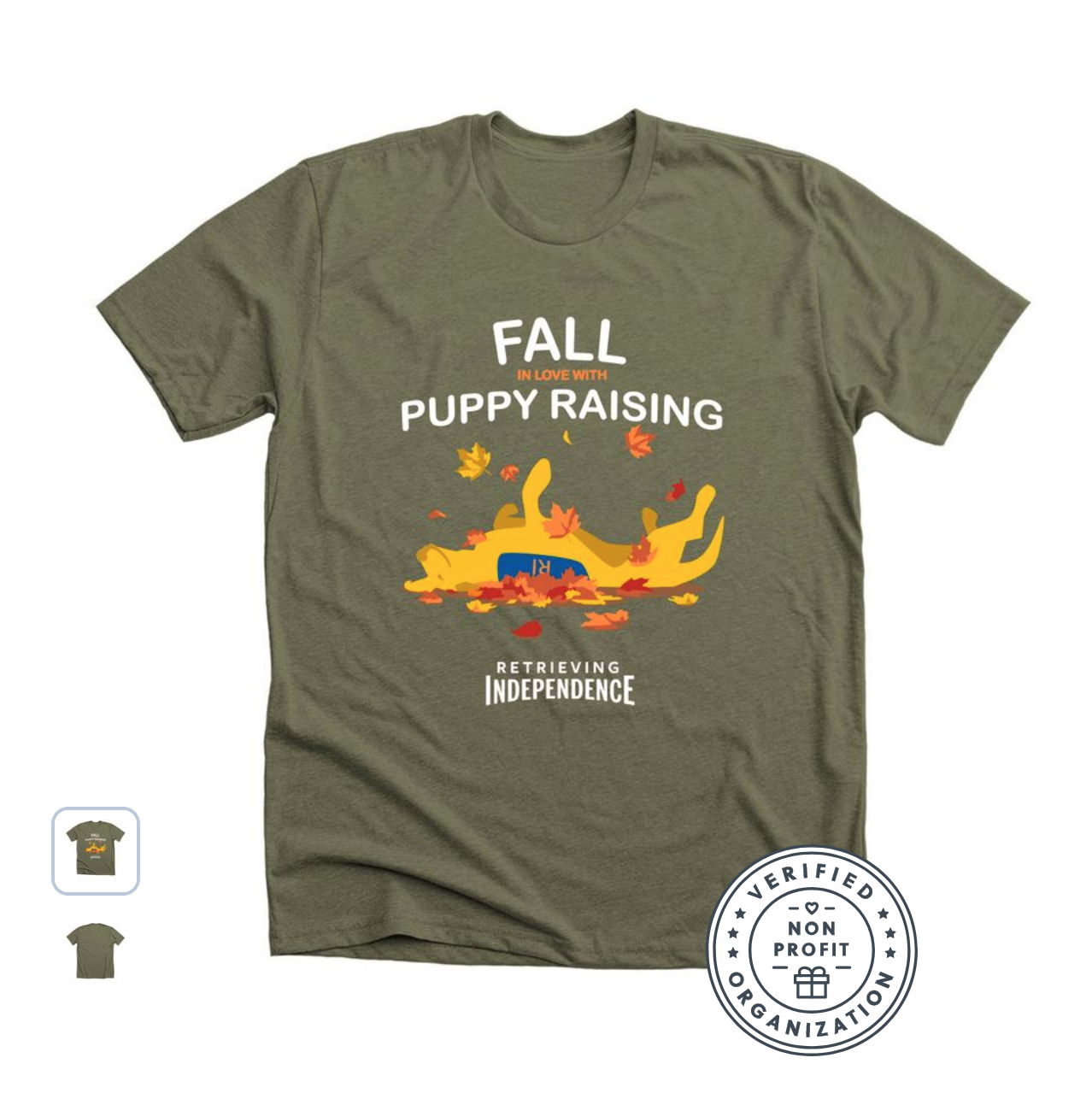 Fall in Love with Puppy Raising T-shirt in Olive